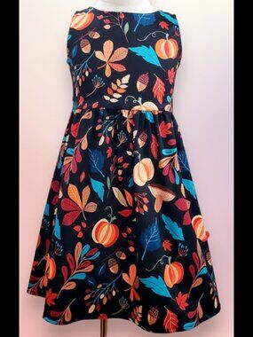 New Eva Rose Pumpkins & Leaves Print Girls Dress